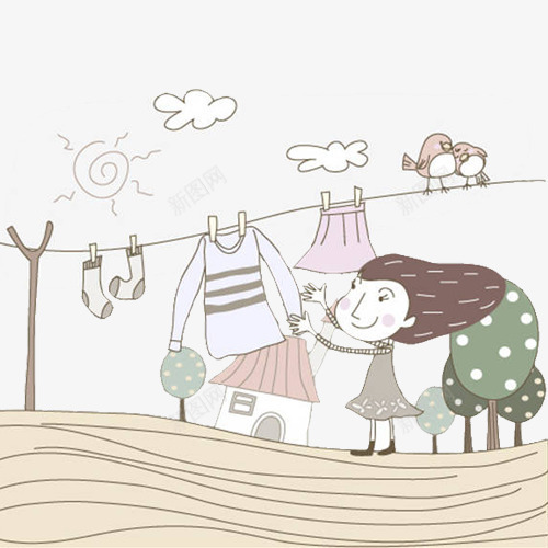 晾衣服的小女孩png免抠素材_88icon https://88icon.com 夹子 小女孩 房子 插画 晾衣服 粉色