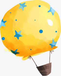 手绘黄色圆球蓝色五角星装饰素材