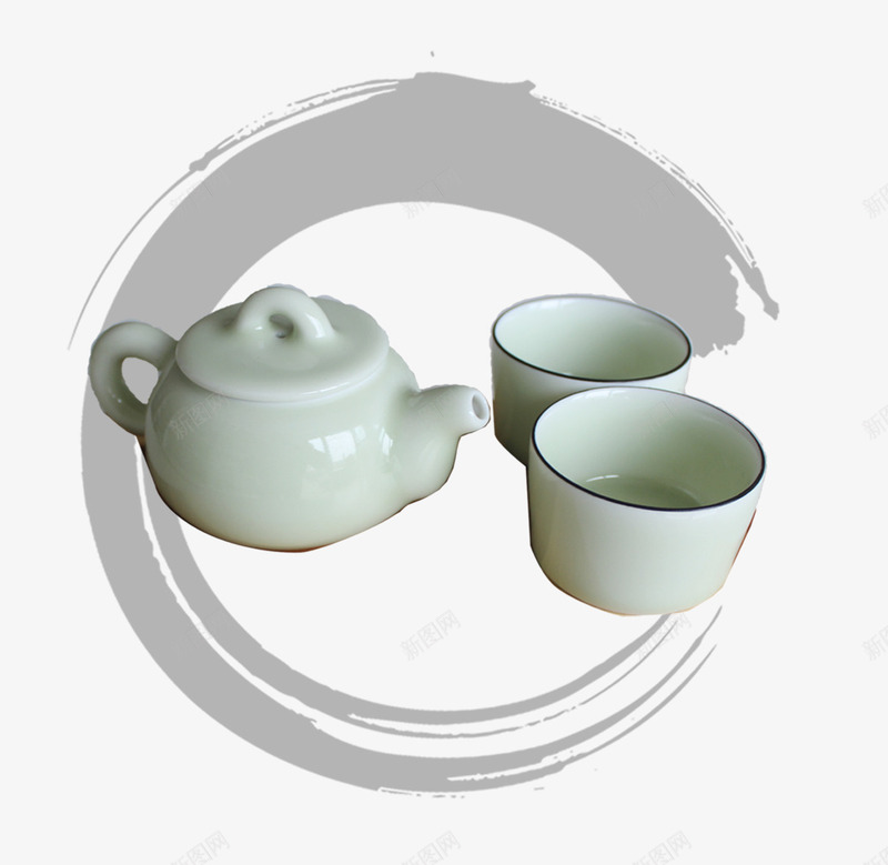 一套白瓷茶具墨迹png免抠素材_88icon https://88icon.com 一套白瓷茶具墨迹 中国风 古典