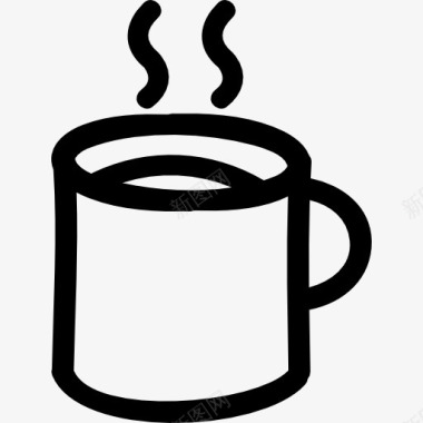 热咖啡杯手绘轮廓图标图标