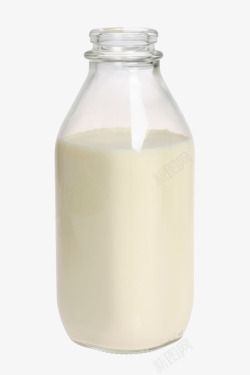 手绘透明玻璃瓶子牛奶素材