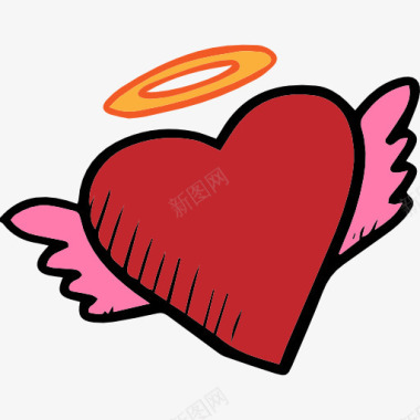 浪漫的情人节贺卡心的翅膀图标图标