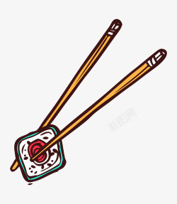 水彩卡通筷子图素材