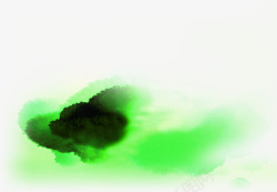 绿色水墨透明墨迹装饰素材