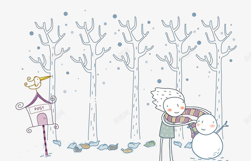 卡通铅笔画手绘堆雪人png免抠素材_88icon https://88icon.com 冬天 卡通 堆雪人 彩色 手绘 铅笔画 雪景