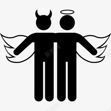 长翅膀的天使和恶魔图标图标