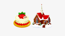 蛋糕房子下雪素材