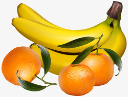 新鲜美味的香蕉橘子素材