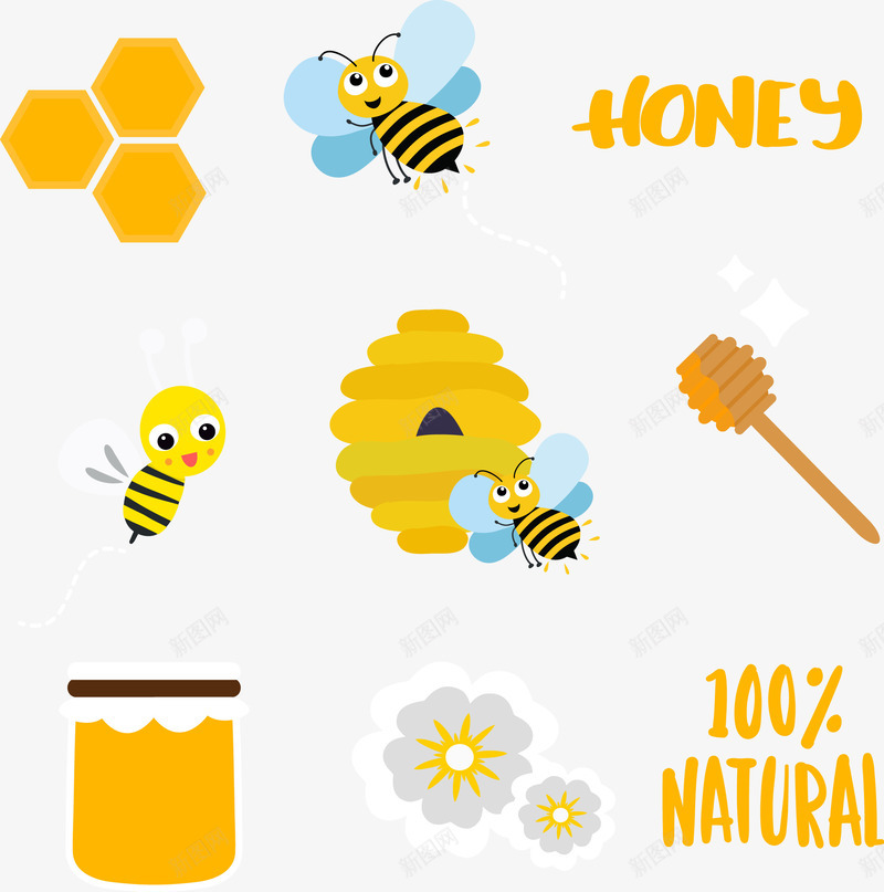 黄色蜜蜂矢量图ai免抠素材_88icon https://88icon.com 矢量图 翅膀 蜂类 蜂蜜 蜜蜂 黄色