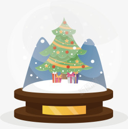下雪圣诞树水晶球素材