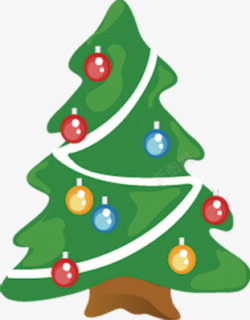 绿色卡通圆球装饰圣诞树素材