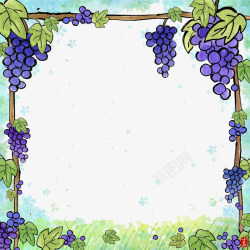 素雅可爱卡通美食手绘葡萄园素材
