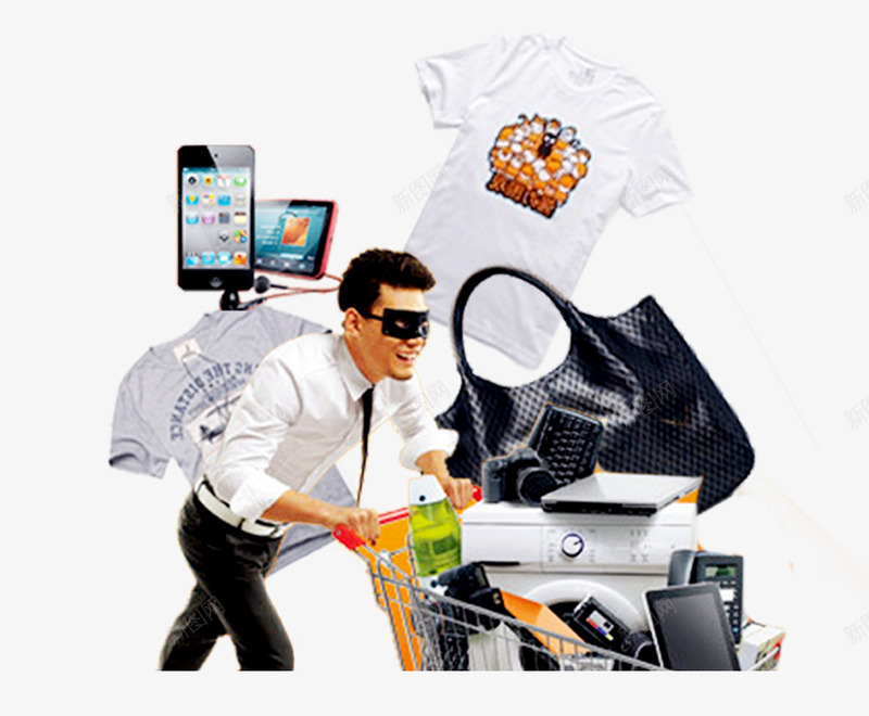 疯狂购物的男人png免抠素材_88icon https://88icon.com t恤 包包 家政 手机 数码 男人 衣服 购物 购物车