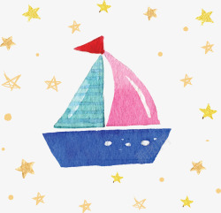 星星花纹彩色小船矢量图素材