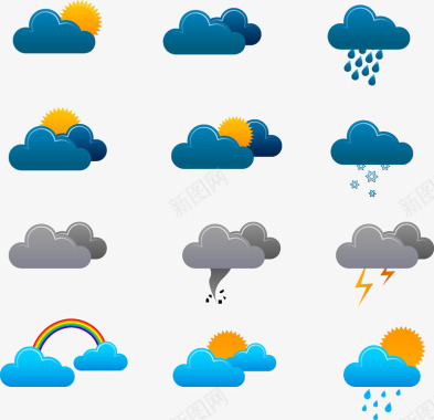下雨的天气预报图标图标