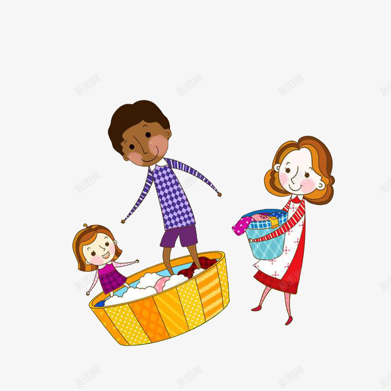 帮妈妈洗衣服的爸爸和女儿png免抠素材_88icon https://88icon.com 一家三口一起洗衣服 卡通插画 幸福的妈妈 洗衣服的女人