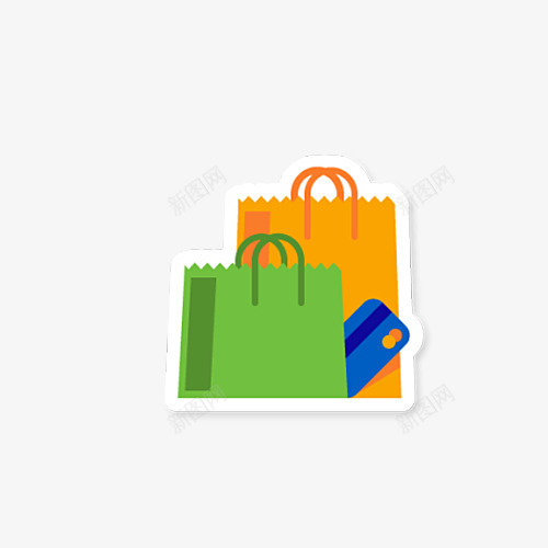 购物袋扁平化png免抠素材_88icon https://88icon.com png图片素材 免费png素材 橙色 绿色 购物卡 银行卡