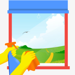 清洁窗户擦玻璃的插画矢量图高清图片