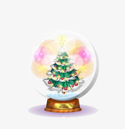 手绘迷幻玻璃球圣诞树素材
