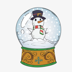 卡通手绘雪人玻璃球礼物素材