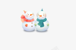 冬天圣诞节两个雪人可爱素材