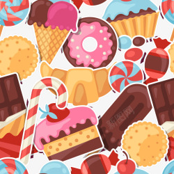 彩色糖果甜点无缝背景矢量图素材