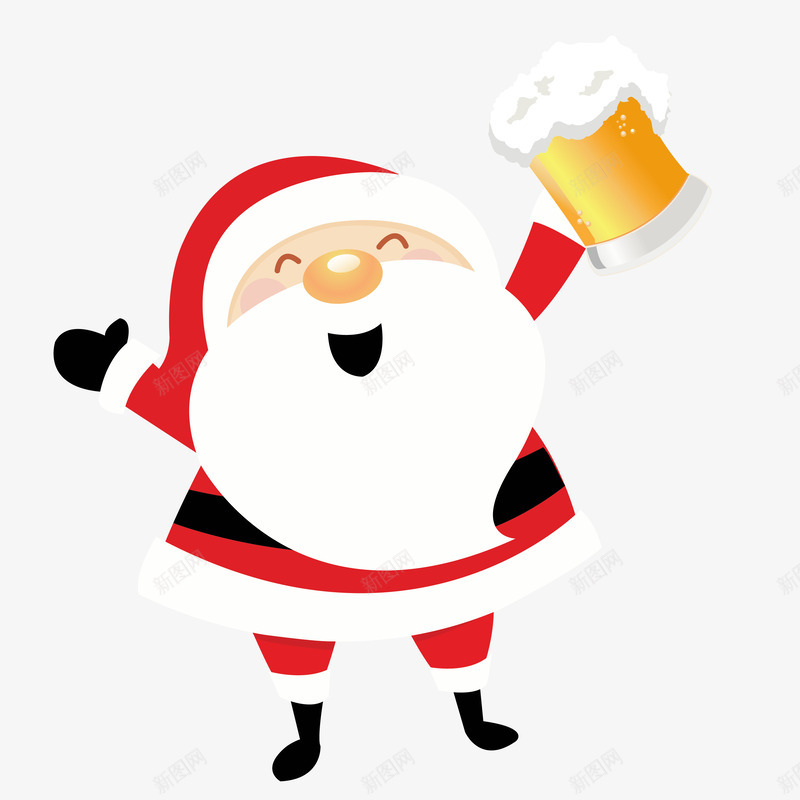 圣诞老人喝啤酒矢量图ai免抠素材_88icon https://88icon.com 卡通啤酒 圣诞老人 彩色底纹 扁平化 矢量图案 设计图 矢量图