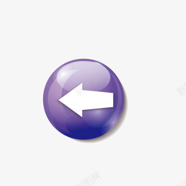 卡通紫色后退水晶按钮图标图标