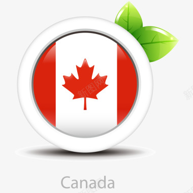 加拿大手绘卡通精美加拿大国旗图标图标