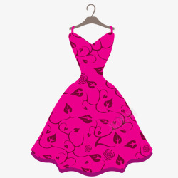 玫红花纹裙子素材