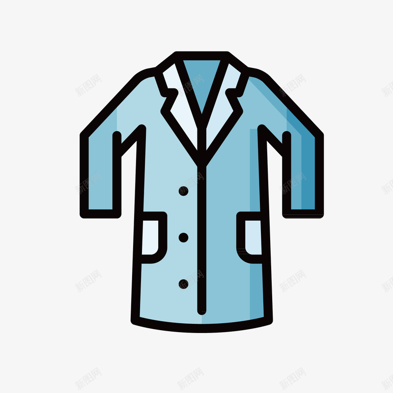 蓝色衣服矢量图ai免抠素材_88icon https://88icon.com 口袋 商务 扁平化 手绘 服饰 线稿 蓝色 装饰 矢量图