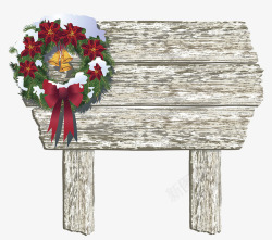 圣诞节花圈木板指示牌素材
