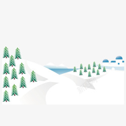 雪景雪松矢量图素材