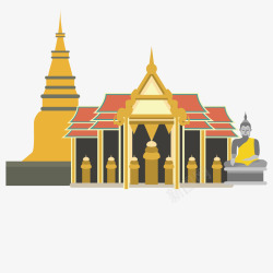泰国建筑手绘矢量图素材