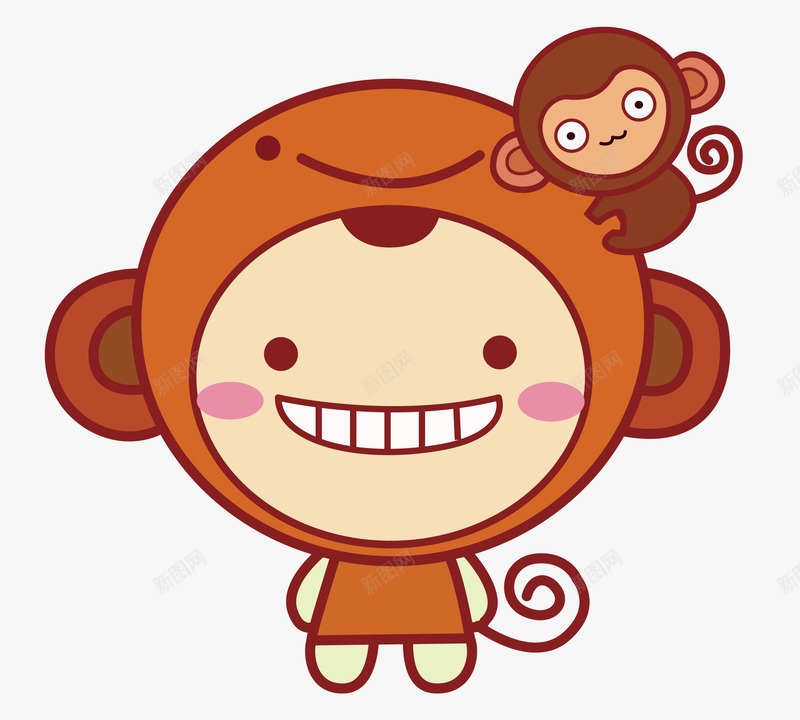 可爱的小猴子png免抠素材_88icon https://88icon.com 卡通小人 水彩 猴年