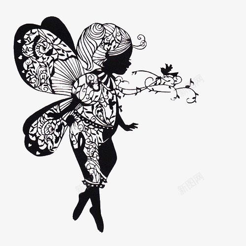 花仙子剪影png免抠素材_88icon https://88icon.com 剪影 翅膀 花仙子 蝴蝶 黑色