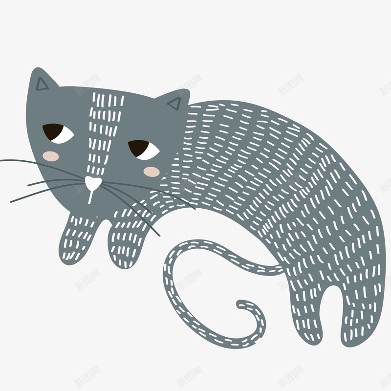 可爱猫咪手绘矢量图ai免抠素材_88icon https://88icon.com 个性 动物 卡通 可爱 向左看 手绘 猫咪 睡觉 矢量图