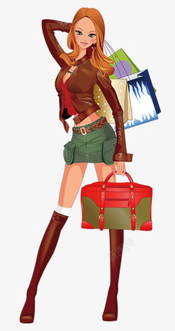 卡通购物女孩素材
