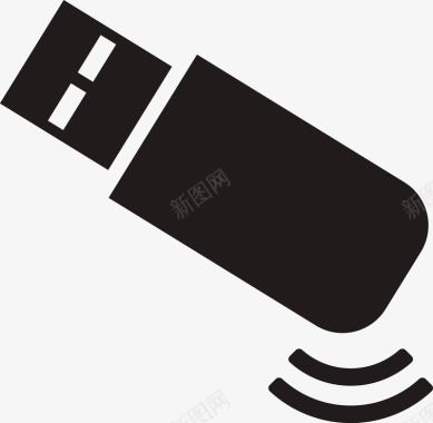 麦标志黑色USB传输设备图标图标