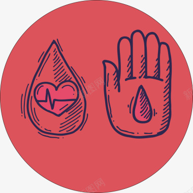 标志爱心爪印矢量图卡通手绘爱心无偿献血标志矢量图图标图标