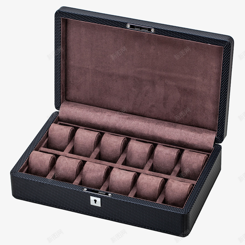 碳纤维皮质手表盒png免抠素材_88icon https://88icon.com 产品实物 带锁表盒 收藏收纳盒 木制机械表展示盒 碳纤维皮质手表盒