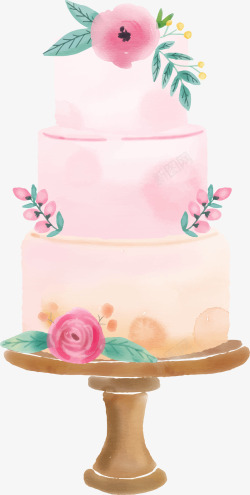 蛋糕节粉色水彩花朵蛋糕高清图片