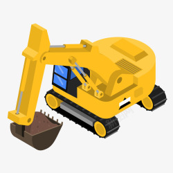 黄色机械挖掘机素材