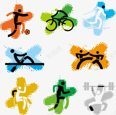 奥运会体育项目运动小人图标矢量图图标