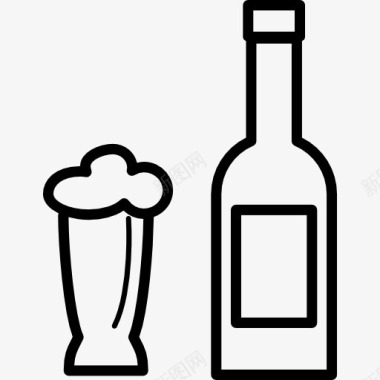 啤酒瓶和玻璃图标图标