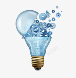 蓝色创意电器齿轮灯泡装饰图案素材