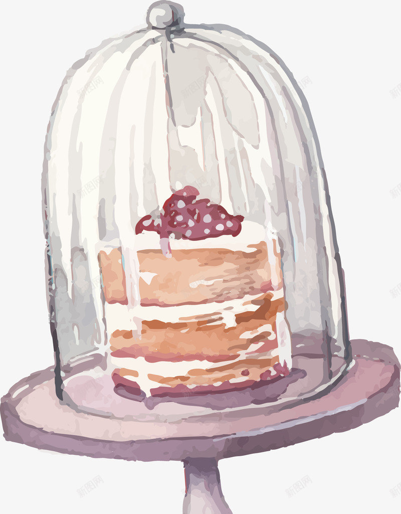 卡通蛋糕png免抠素材_88icon https://88icon.com 卡通蛋糕 奶油蛋糕 托盘 玻璃罩 美味食物