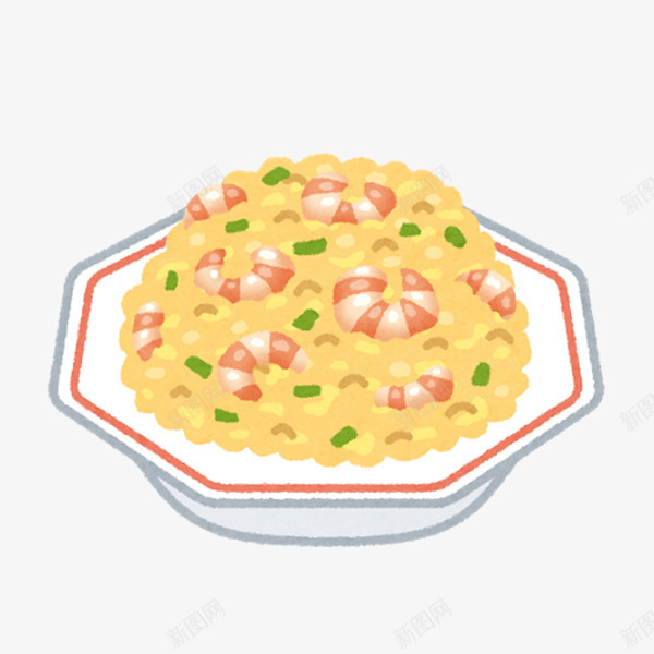 虾仁炒饭png免抠素材_88icon https://88icon.com 手绘 美食 食品 食物