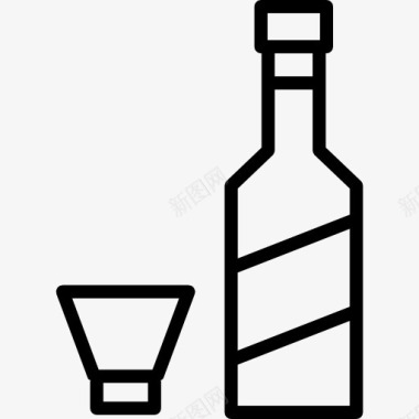 酒书法酒瓶和小玻璃图标图标