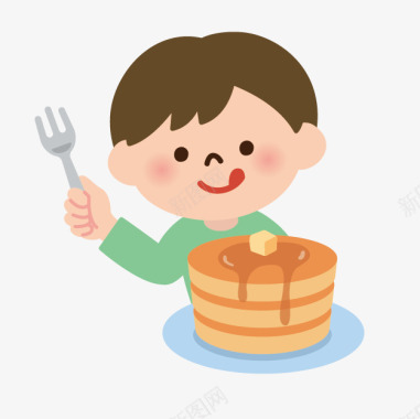 吃月饼吃蛋糕的小男孩图标图标